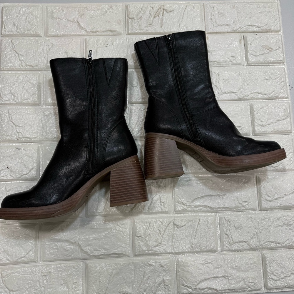 Sun + Stone Women's Black Aleenn Zipper Foam Comfort Dress Heel Booties 6.5 - Picture 3 of 9